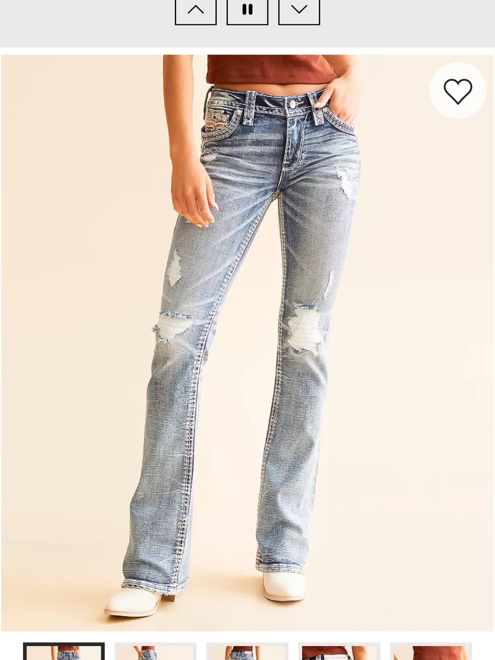 Rock Revival Light Blue Distressed Boot Cut Jeans